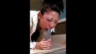 Asian babe deep throating Dildo in the bathroom - camg8